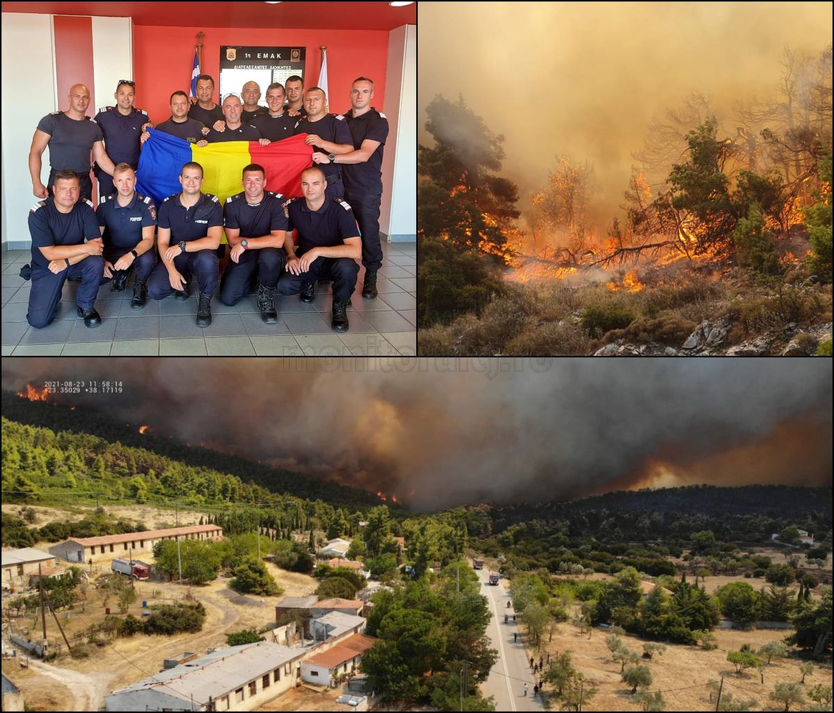 Incendii din Grecia/ Imagini surprinse de pompierii clujeni, plecați în misiune pentru a-i ajuta pe greci să stingă flăcările