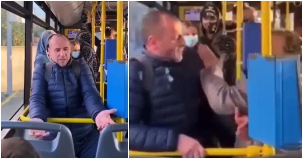 VIDEO. Un bărbat din Cluj, pălmuit de o femeie pentru că nu poartă mască în autobuz
