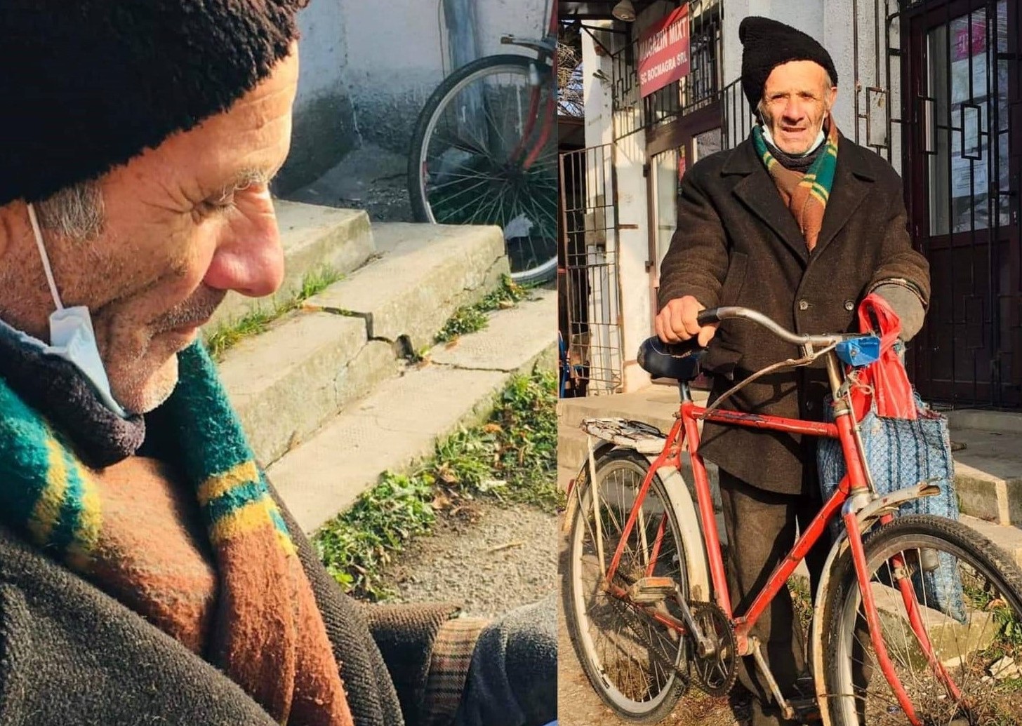 Domnul Casian la cei 80 de ani merge zilnic 10 km cu bicicleta. Sursa foto: Tudor Baciu/Facebook