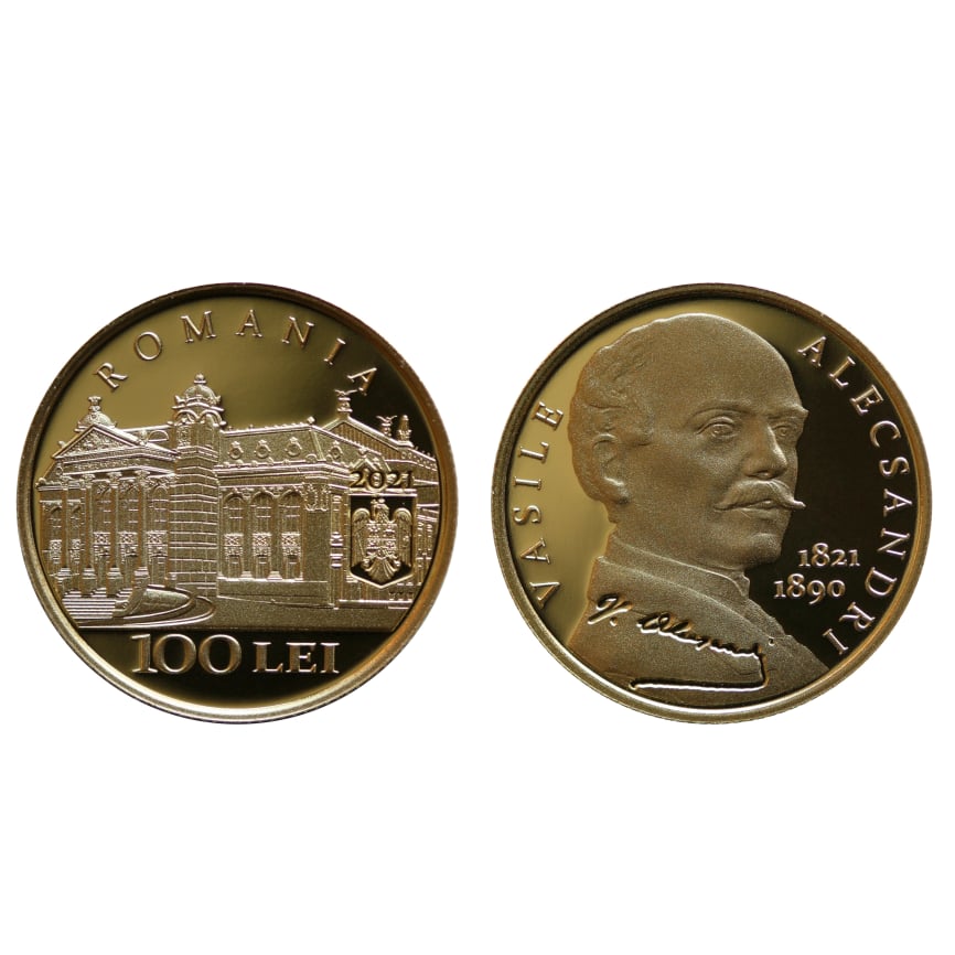 BNR lansează o monedă de aur aniversară în memoria lui Vasile Alecsandri. Vezi cât valorează moneda. FOTO