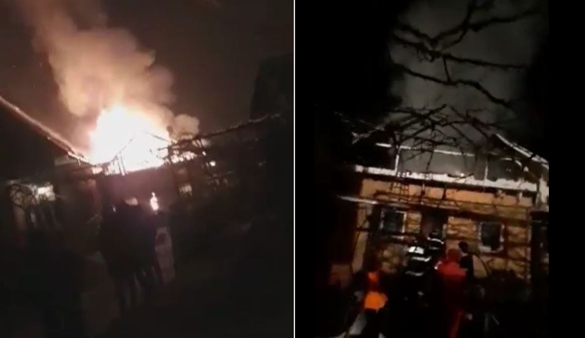 Incendiu la o casă în seara de Ajun, în Cluj! Acoperișul, cuprins de flăcări. O femeie, dusă la spital. VIDEO