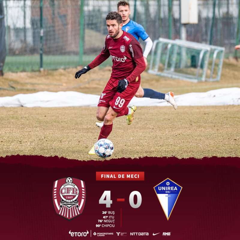 CFR Cluj a făcut scor cu Unirea Dej, într-un meci amical
