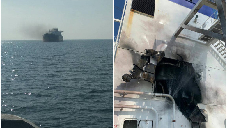 O navă sub pavilion moldovenesc a fost lovită de un proiectil, în Marea Neagră. FOTO/sursa foto: Головнокомандувач ЗС України / CinC AF of Ukraine-Facebook