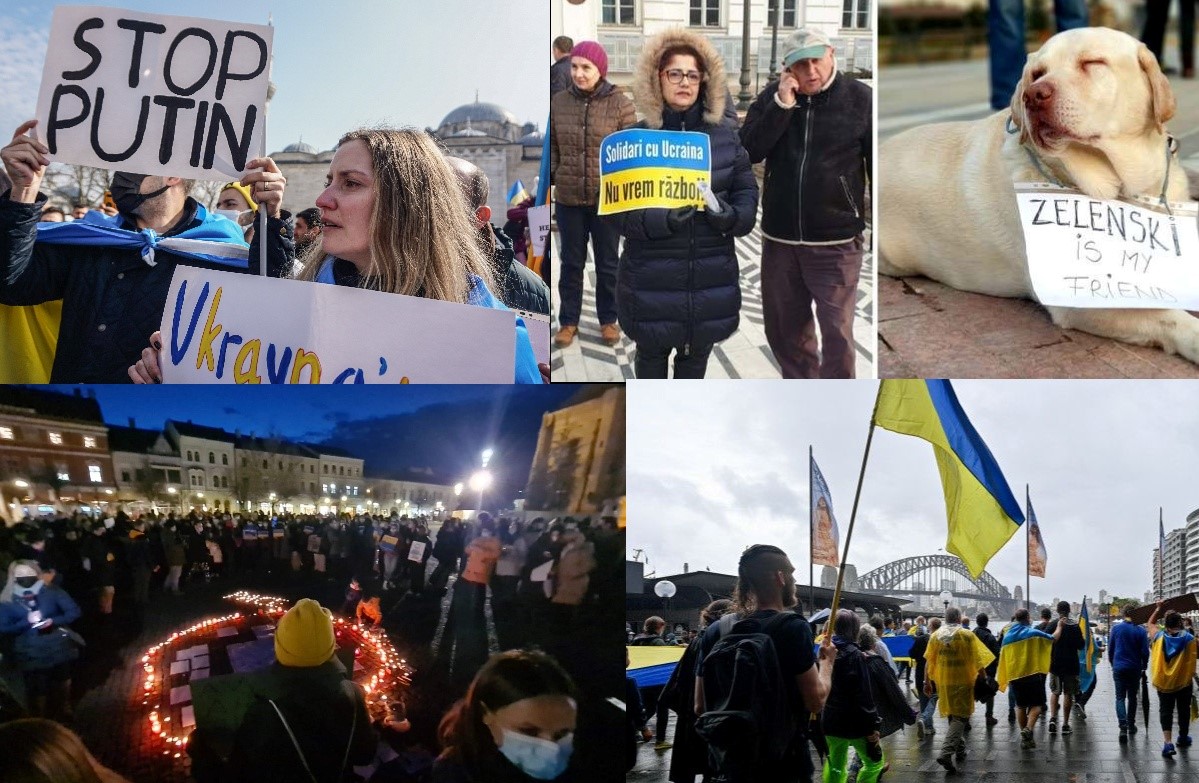 Val de proteste împotriva războiului din Ucraina în mai multe orașe din lume. FOTO
