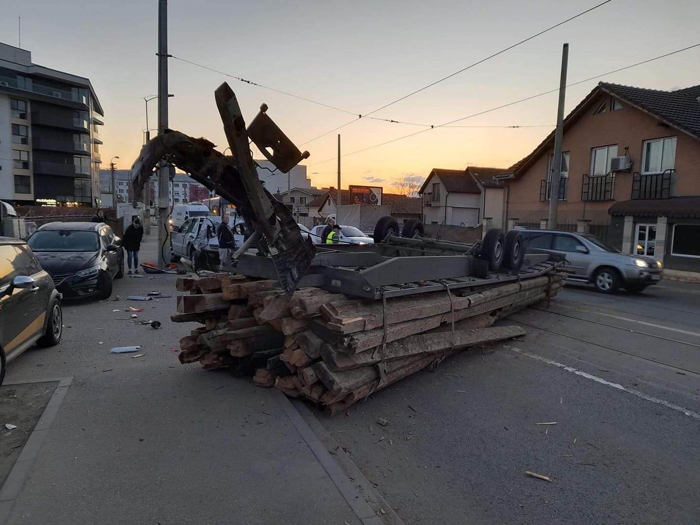 În urma accidentului a fost blocată circulația tramvaielor în zonă/ Sursă foto: INFO TRAFIC jud.Cluj - Facebook