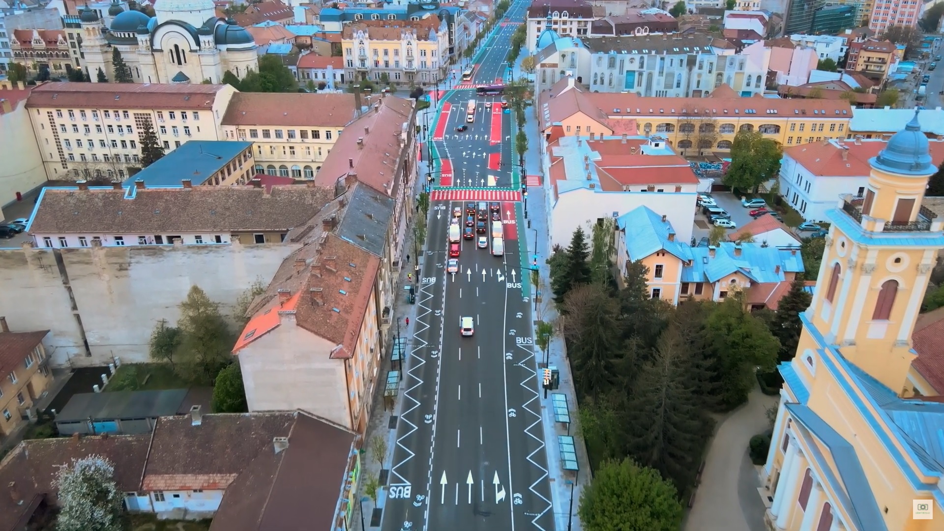 Bulevardul 21 Decembrie, văzut de sus. Foto: Captură video - Legat de Cluj