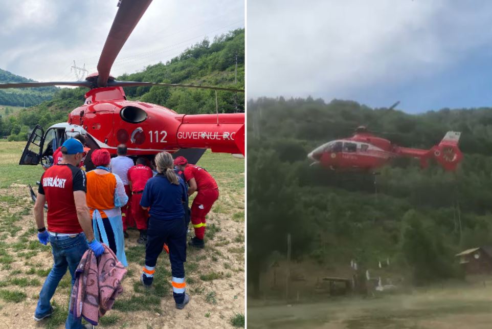 Elicopter SMURD solicitat să intervină la un accident forestier în Mărișel / Foto: ISU Cluj