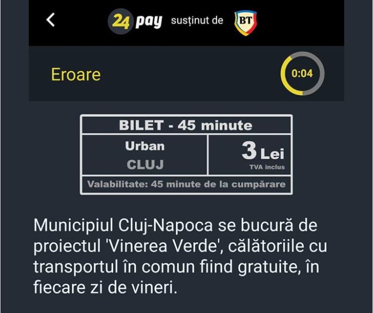 Aplicația de bilete a CTP Cluj nu mai încasează bani de „Vinerea Verde”, ziua în care transportul e gratuit / Foto: Adriana Cristian