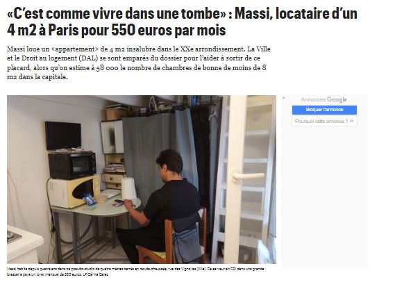 În Paris este o locuință de 4 metri pătrați, dată în chirie cu 550 de euro / Foto: captură ecran - știre leparisien.fr