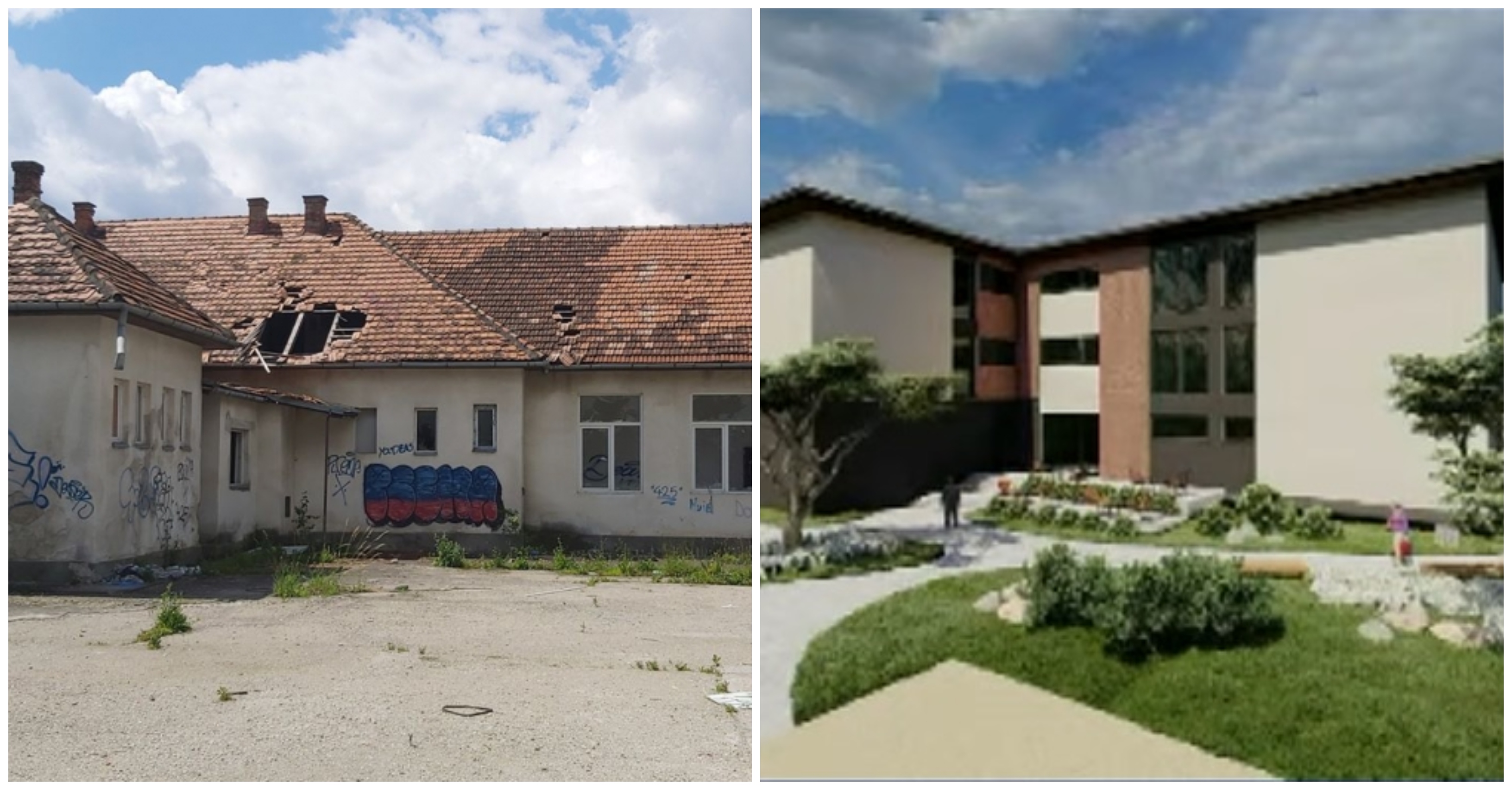 Cămin de bătrâni „la prețuri decente”, construit de Primărie pe Calea Baciului. FOTO 1- arhivă; FOTO 2 - randare Primăria Cluj-Napoca