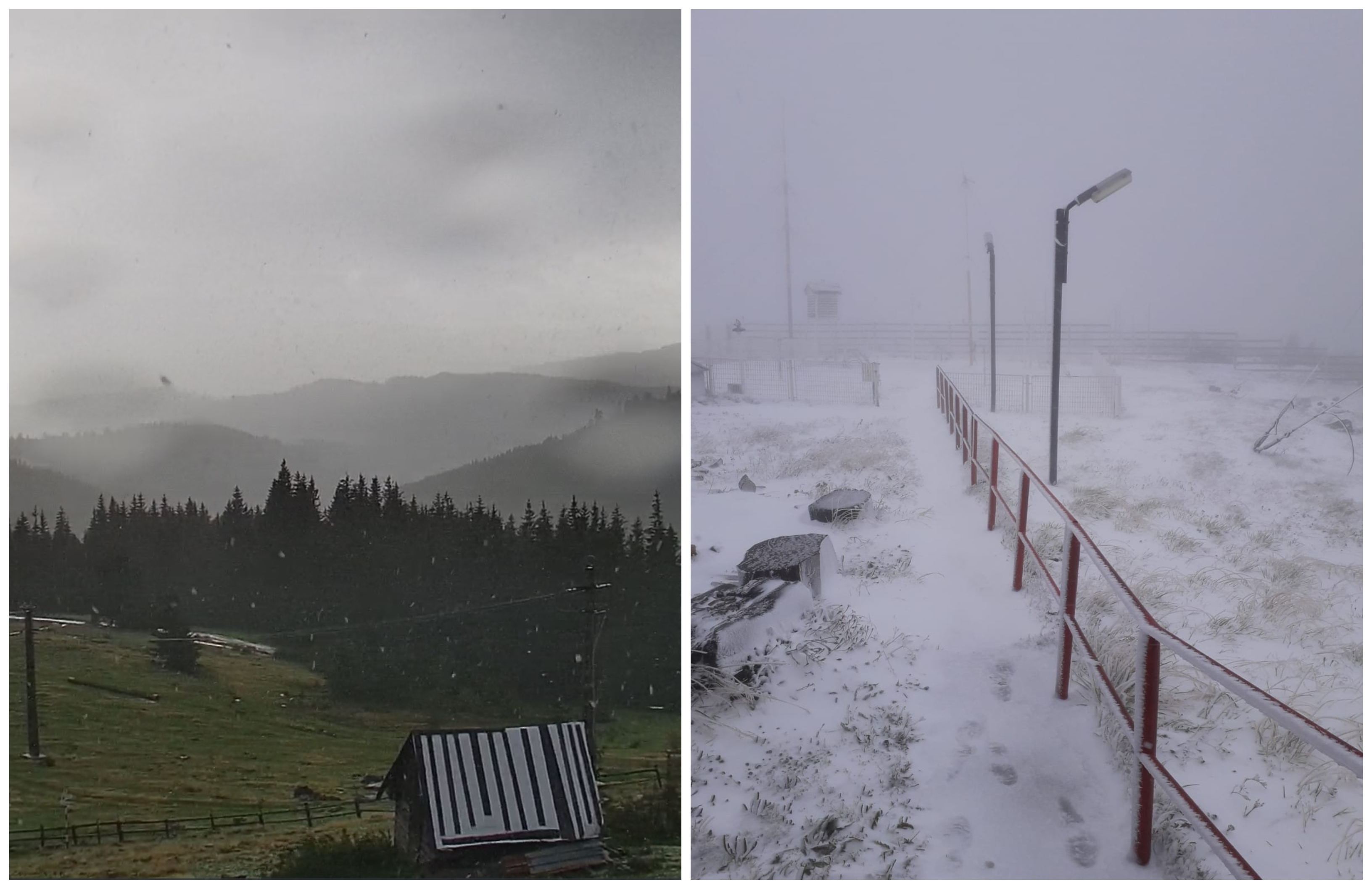 NINGE la Vlădeasa! Prima zăpadă s-a așternut deja în Cluj, la cota 1.400 - FOTO: Facebook/ Cabana Vlădeasa