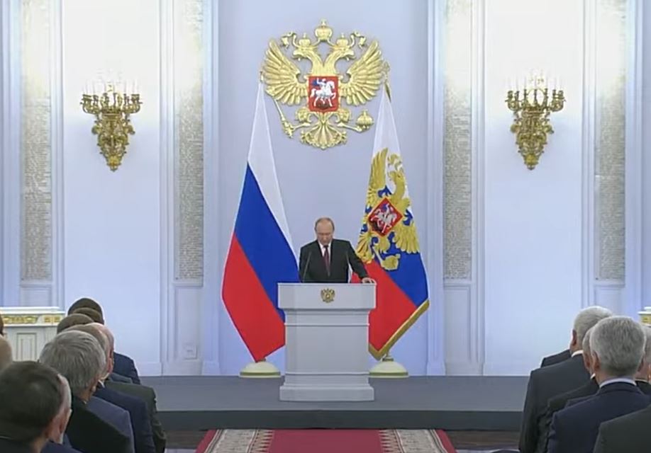 Putin proclamă oficial anexarea a patru teritorii ucrainene / Foto: captură ecran YouTube - Sky News