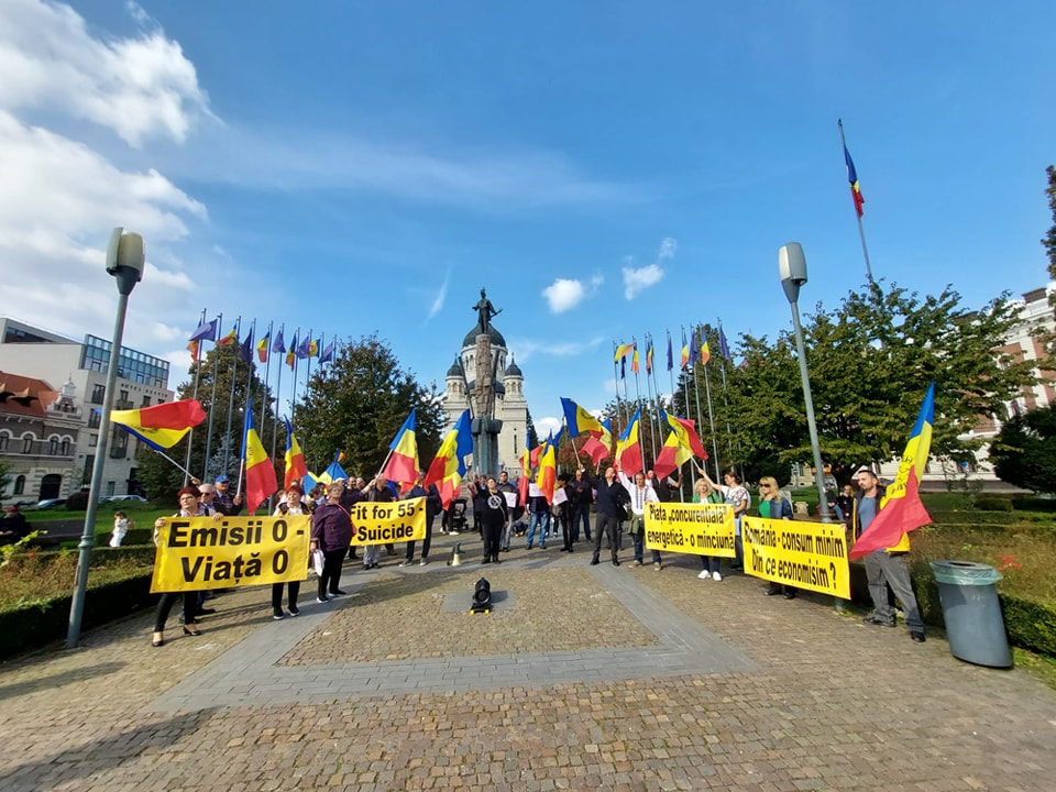 Protest AUR în centru Clujului. FOTO: Facebook/ Alianţa pentru Unirea Românilor Cluj