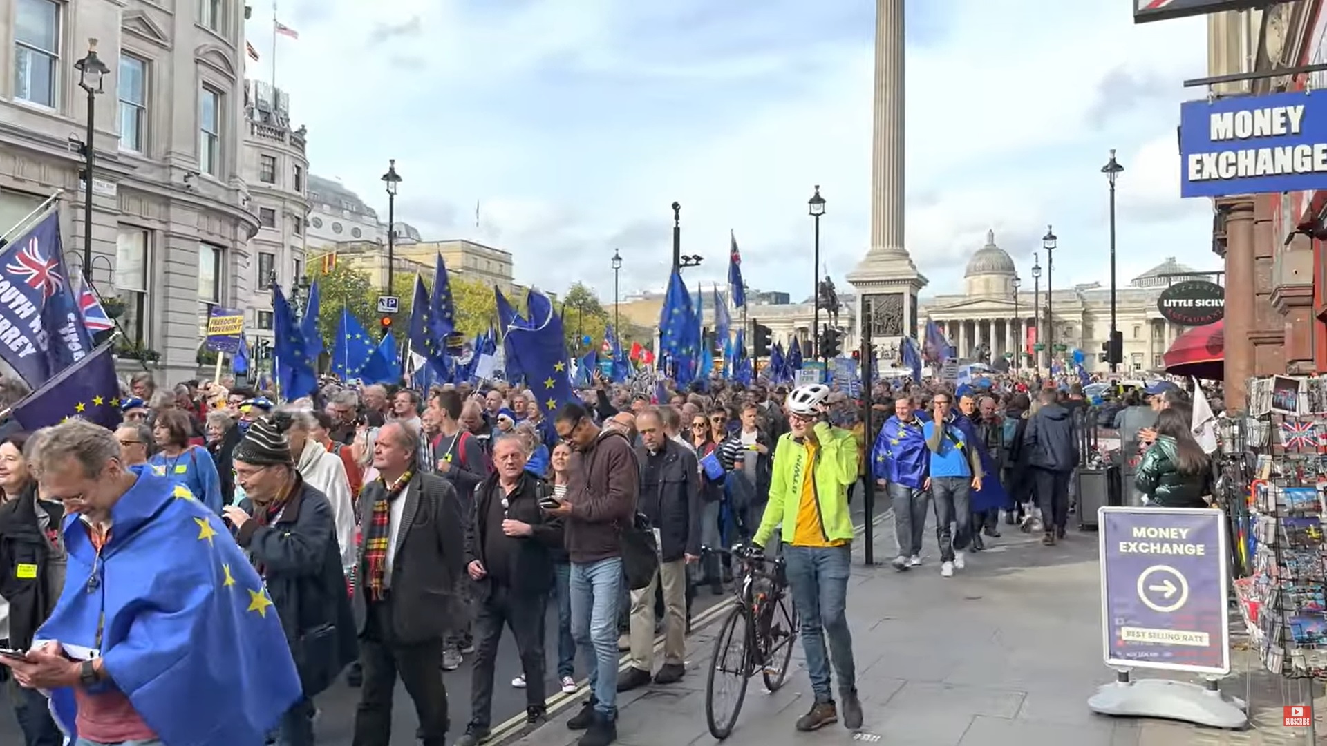 Mii de manifestanţi au cerut la Londra reintegrarea Marii Britanii în blocul comunitar. FOTO: Captură ecran video