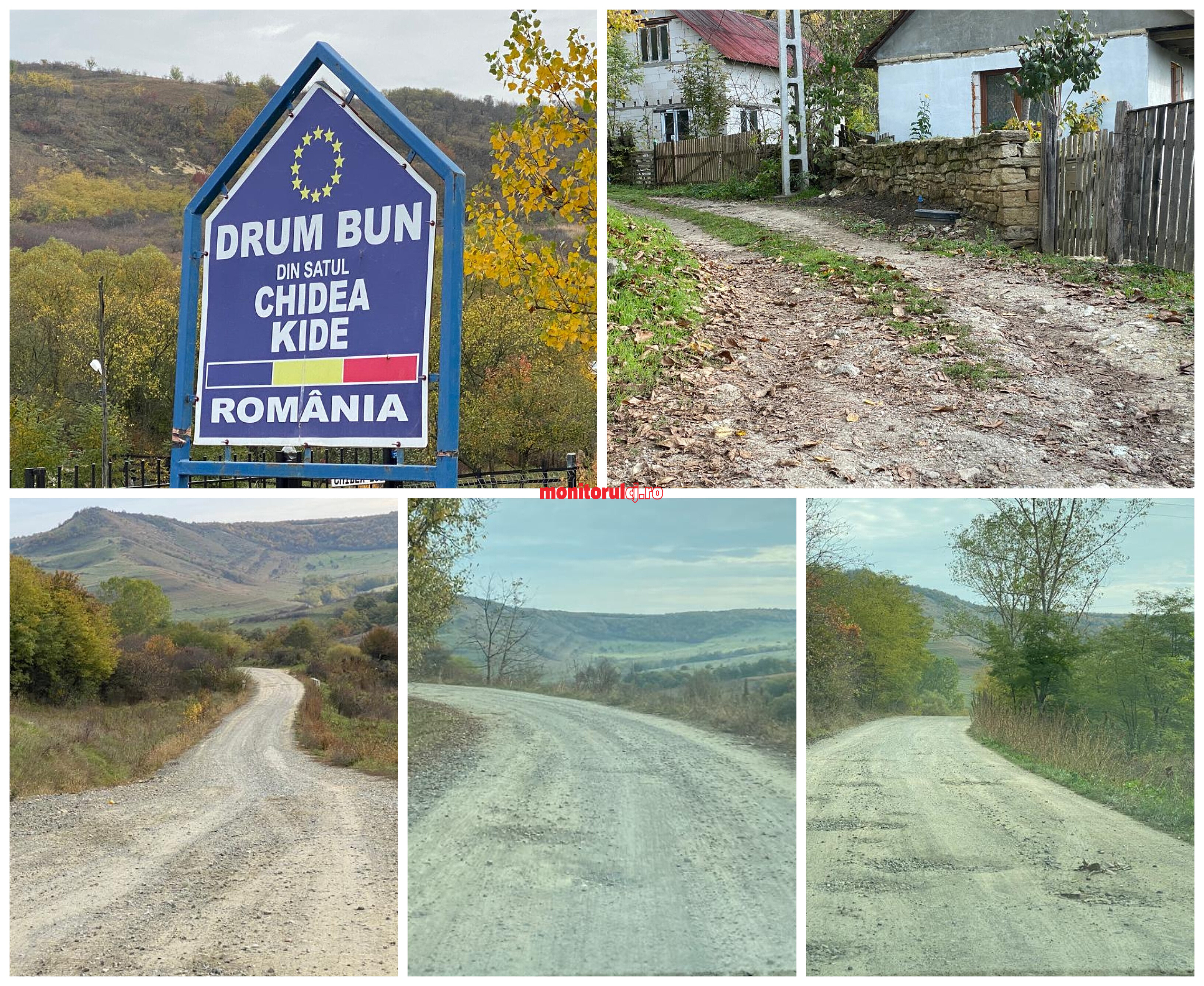 Drumurile din Vultureni sunt bune doar pe hârtie! FOTO rândul de sus: Chidea; rândul de jos: Făureni. Sursa: Monitorul de Cluj