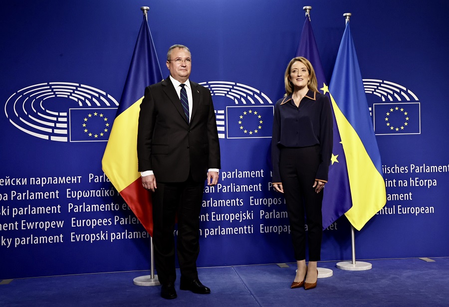 Premierul României Nicolae Ciucă și președinta Parlamentului European Roberta Metsola. Sursă foto gov.ro