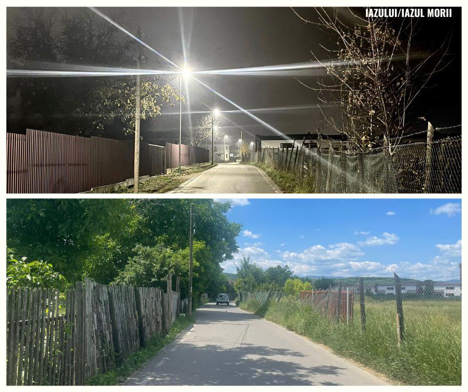 Au fost finalizate lucrările de extindere a rețelei de iluminat public pe străzile Iazului, Iazul Morii, Dealul de Jos, Pădurii și în satul Luna de Sus/ FOTO: Bogdan Pivariu/ Facebook