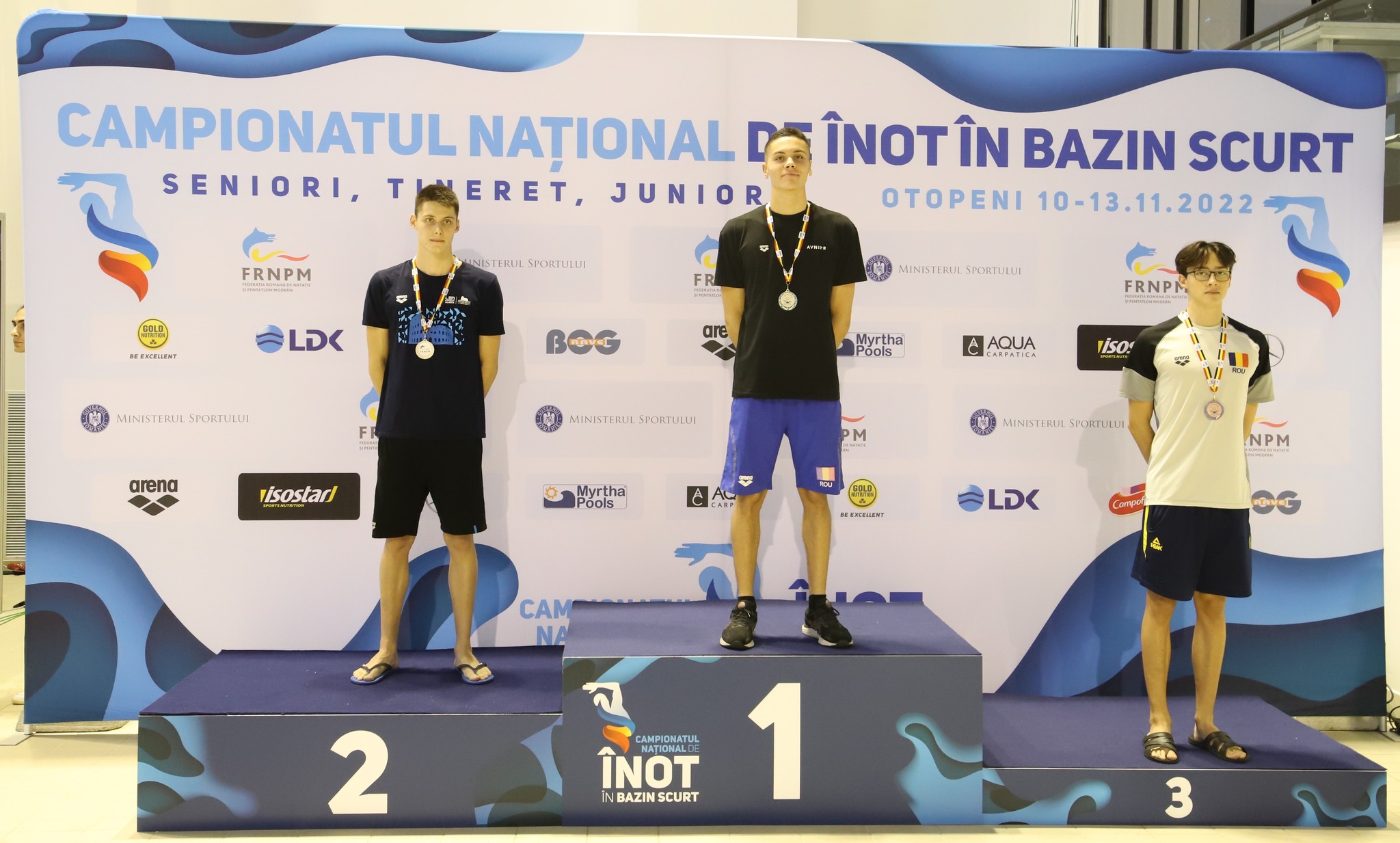 Mihai Gergely, legitimat la CSM Cluj-Napoca, a luat argint la proba de 200 metri liber la campionatul național de înot, în spatele campionului David Popovici/ FOTO: FRNPM/ Facebook