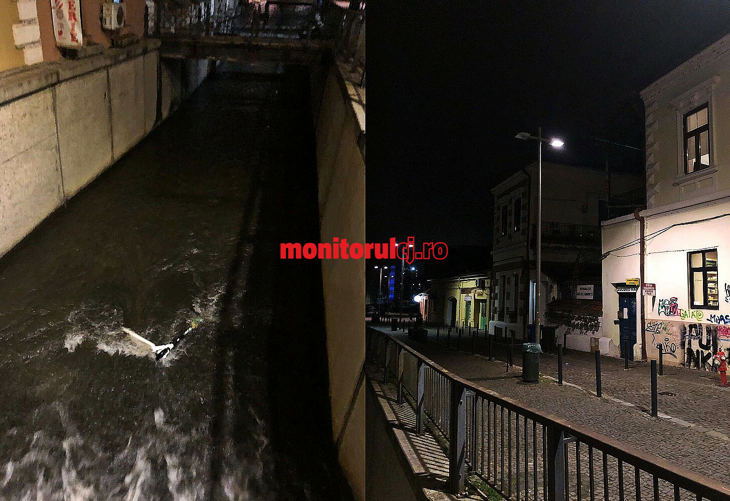 Trotinetă electrică, aruncată în Canalul Morii în zona străzii Andrei Șaguna / Foto: monitorulcj.ro