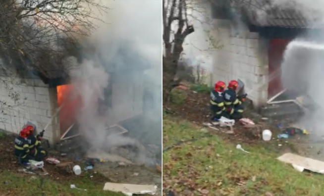 Incendiu la o magazie din Dej / Foto: ISU Cluj