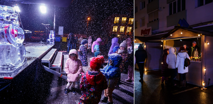 Mini târgul de Crăciun din cartierul Iris s-a deschis marți / Foto: Facebook - Municipiul Cluj-Napoca