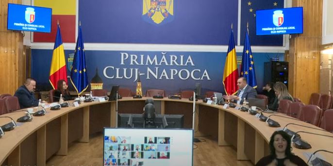 Ședință Consiliu local pentru achiziția sediului BCR/ captură Primăria Cluj-Napoca/youtuibe.com