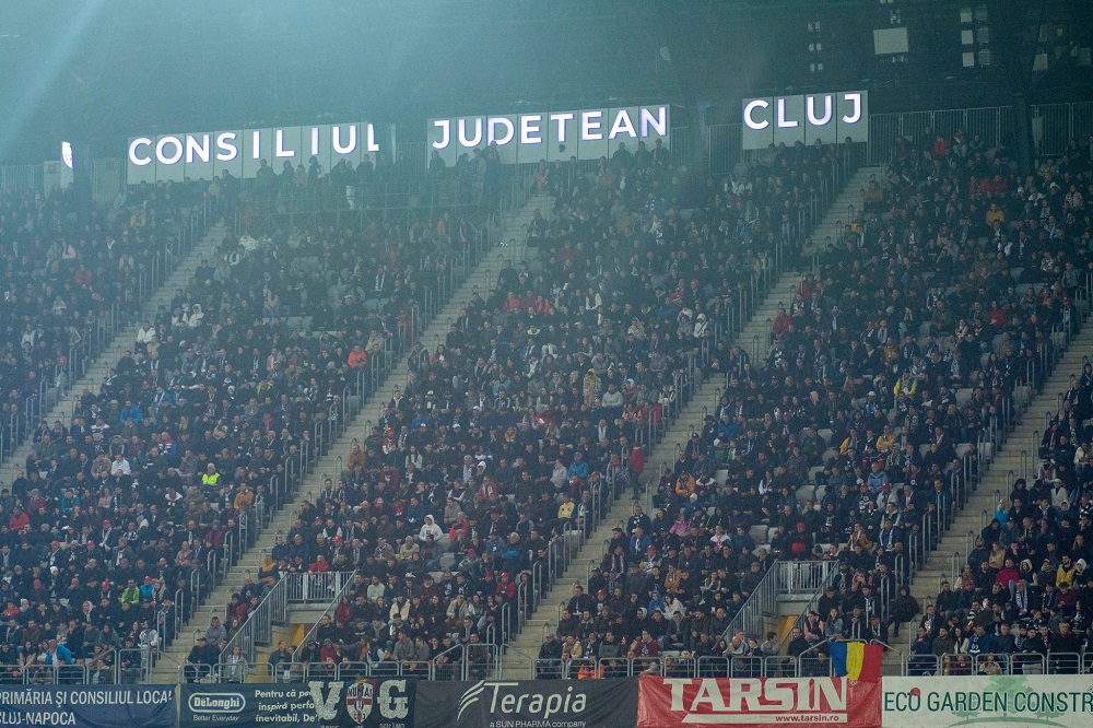 Spectatori pe stadion. Sursă foto Facebook Cluj Arena