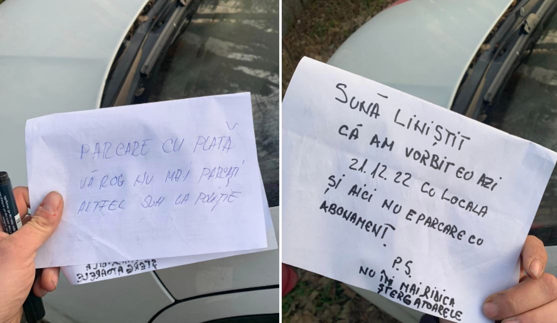 Un șofer, „amenințat” cu poliția în Mănăștur dacă mai parchează într-o zonă fără plată / Foto: Facebook