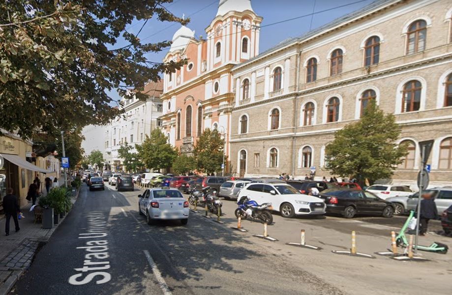 Începând de luni, 16 ianuarie, pe trei străzi din centrul Clujului vor fi impuse mai multe restricții de circulație în cadrul proiectului Lucrări de amenajare urbană strada Mihail Kogălniceanu, strada Universității și străzile adiacente”/ Foto: captură ecran Google Maps