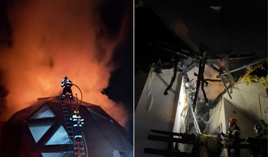 Incendiu la o casă din Feleacu / Foto: ISU Cluj