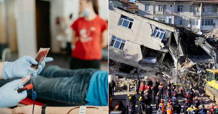 Ajutor pentru victimele cutremurului din Turcia / Foto 1: Facebook, Centrul de Transfuzie Sanguină Cluj - Foto 2: @Husna_Says - Twitter