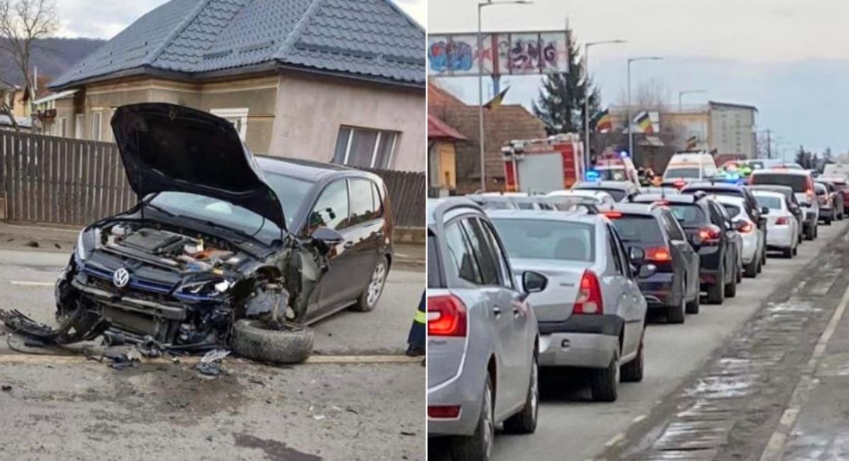 Accident pe strada Avram Iancu din Florești / Foto 1: Info Trafic jud. Cluj Facebook - Foto 2: Info Trafic Cluj-Napoca Facebook