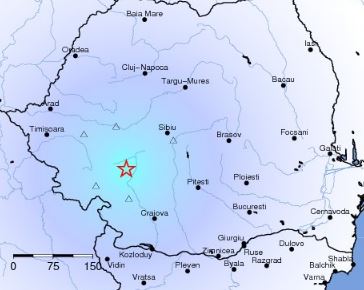 Replică a cutremurului din Gorj, cu magnitudinea de 4,1, înregistrată miercuri dimineață în România/captură foto: INFP Facebook.com