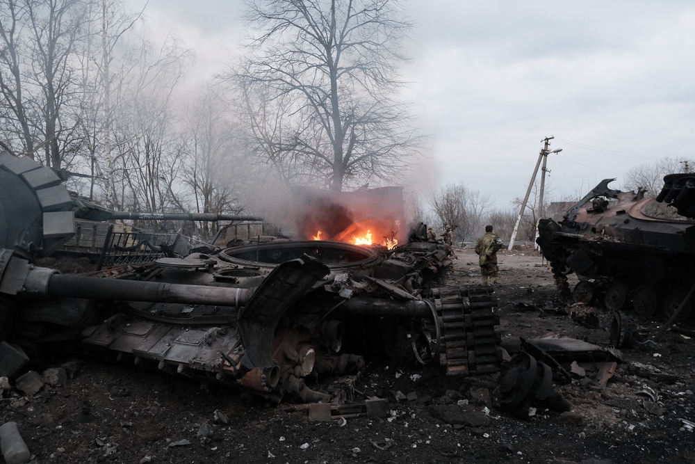 Lukyanivka, Ucraina: 25 martie 2022: vehicul militar rus, distrus în timpul războiului din Ucraina / Foto: depositphotos.com