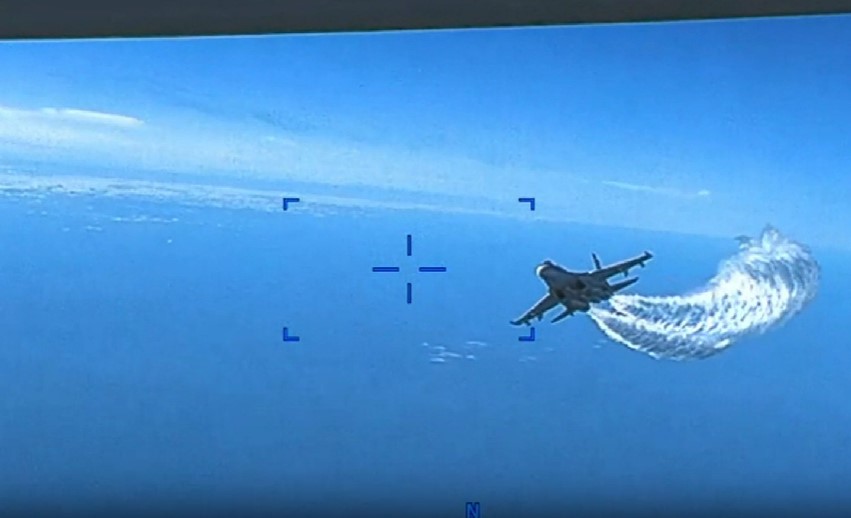 Centrul European de Comandă al Armatei SUA a publicat, astăzi, primele imagini filmate de drona americană doborâtă de ruşi în Marea Neagră/Foto: captură ecran video eucom.mil