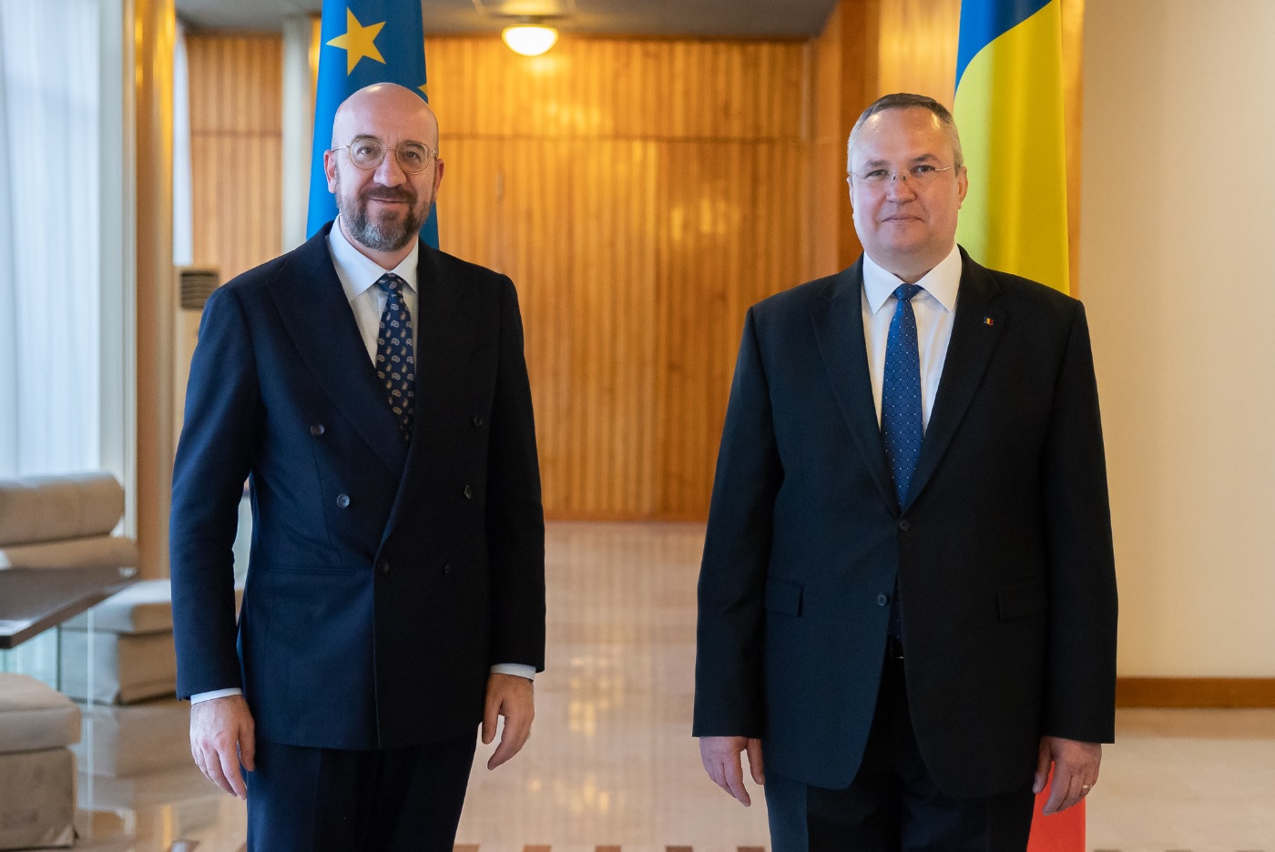 Premierul Nicolae Ciucă, discuții cu președintele Consiliului European, Charles Michel. FOTO: gov.ro