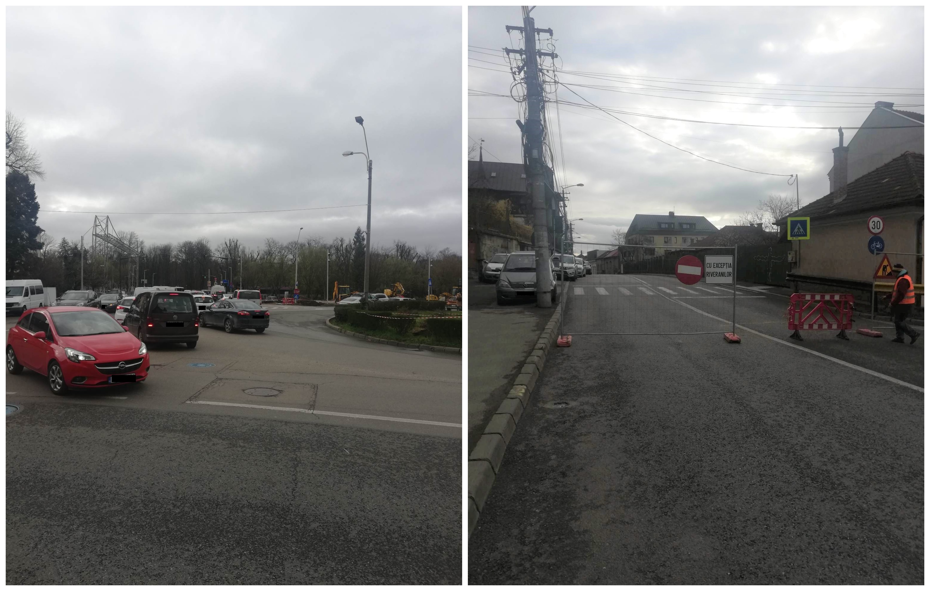 Mai mulți șoferi au fost luați prin surprindere de restricțiile de circulație de pe strada Dragalina. FOTO: Paul Gheogheci/ Monitorul de Cluj