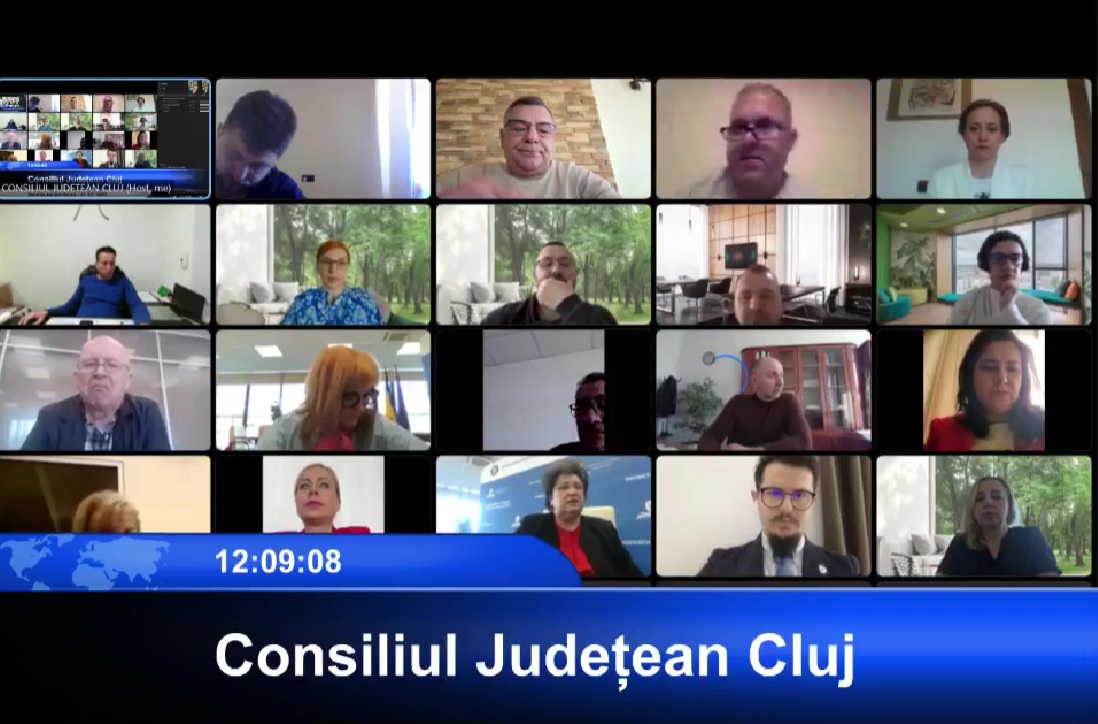 Din 2020, ședintele de Consiliu Județean Cluj se țin pe o platformă online. Captură video Facebook Consiliul Județean Cluj