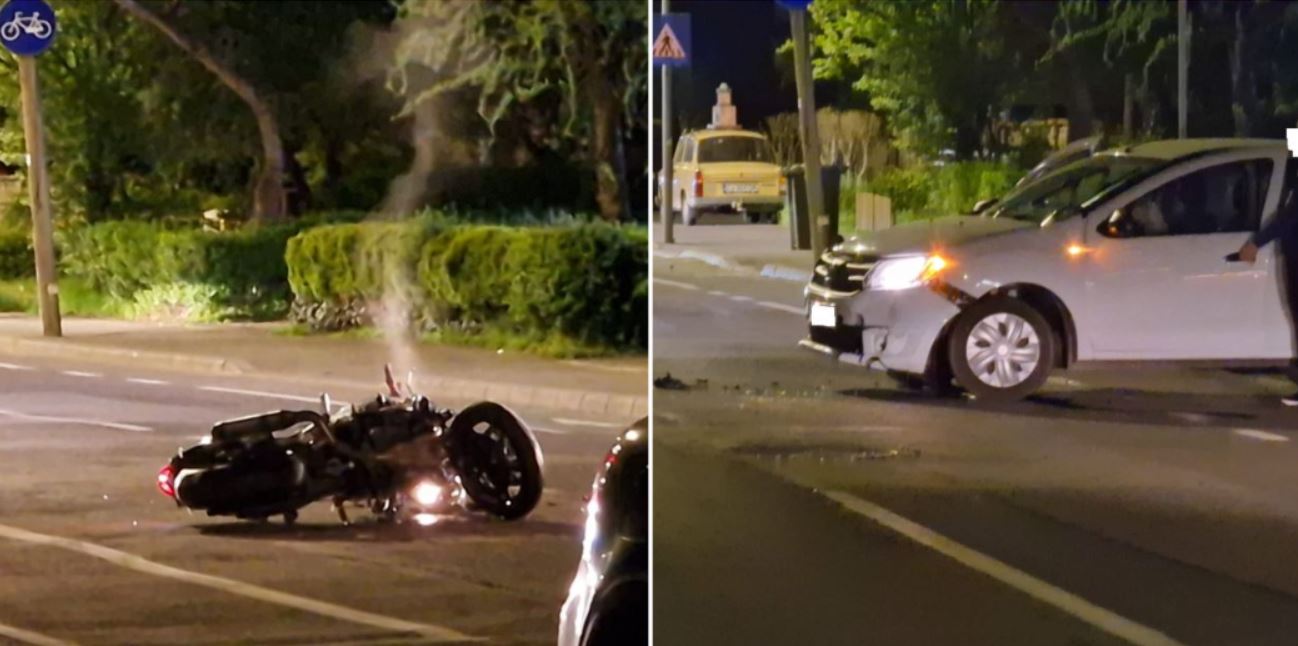 Accident între o mașina și o motocicletă / Foto: cititor monitorulcj.ro