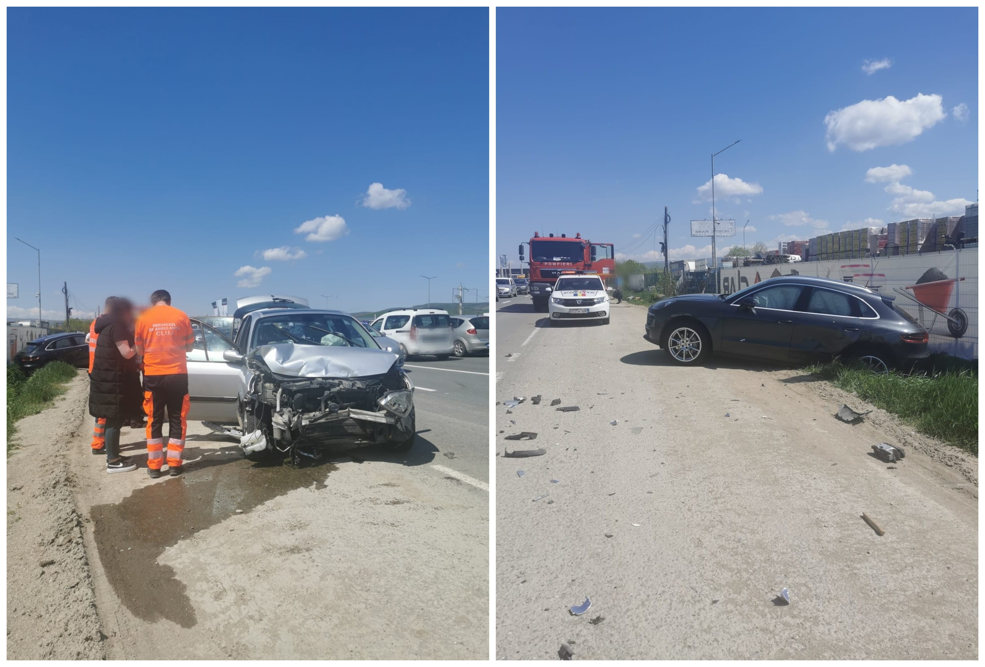 Accident cu două mașini, între Florești și Gilău. FOTO: IPJ Cluj