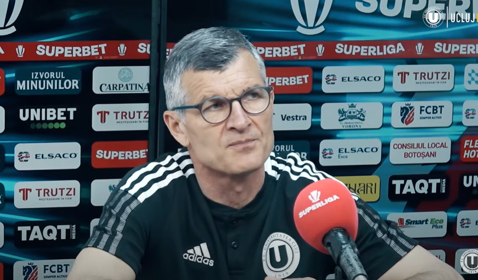 Ovidiu Sabău, antrenorul echipei FC Universitatea Cluj/ Foto: captură ecran video FC universitatea Cluj - YouTube