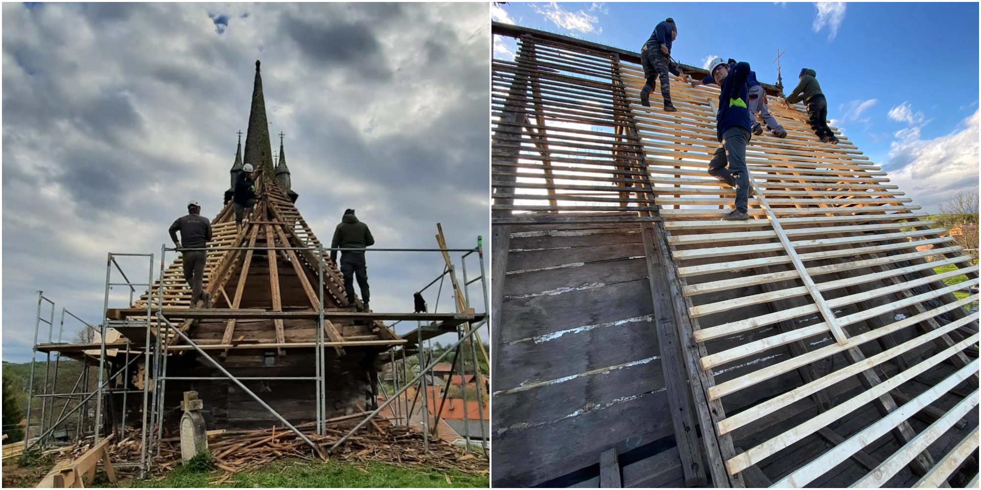 Biserica din lemn de la Pănceni, „readusă la viață”! / Foto: Facebook - Ambulanța pentru Monumente + Claudiu Salanța