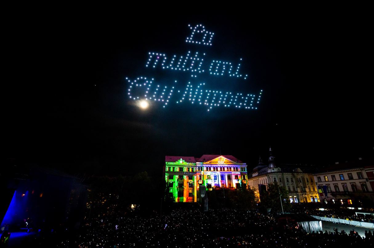 Spectacol cu drone de Zilele Clujului 2022: La mulți ani, Cluj-Napoca! / Foto: Emil Boc - Facebook