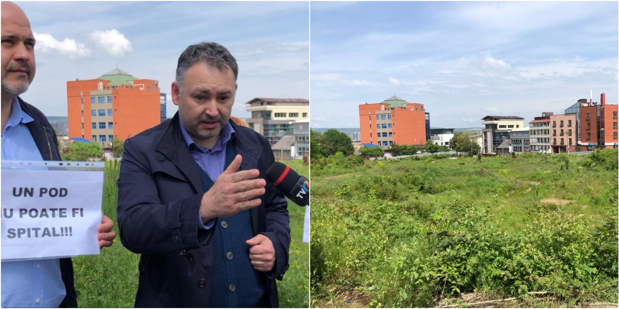 Emanuel Ungureanu, medicul Mihai Suciu și terenul pe care trebuia construit Centrul de Transplant din Cluj / Foto: monitorulcj.ro