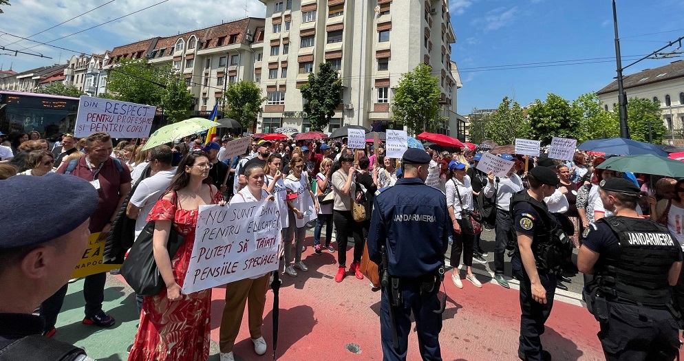 Protest al profesorilor clujeni. Foto monitorulcj.ro