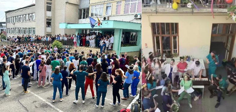 Serenade de excepție ale absolvenților UMF Cluj! / Foto 1: Facebook - Spitalul de Recuperare, Foto 2: Facebook - captură video