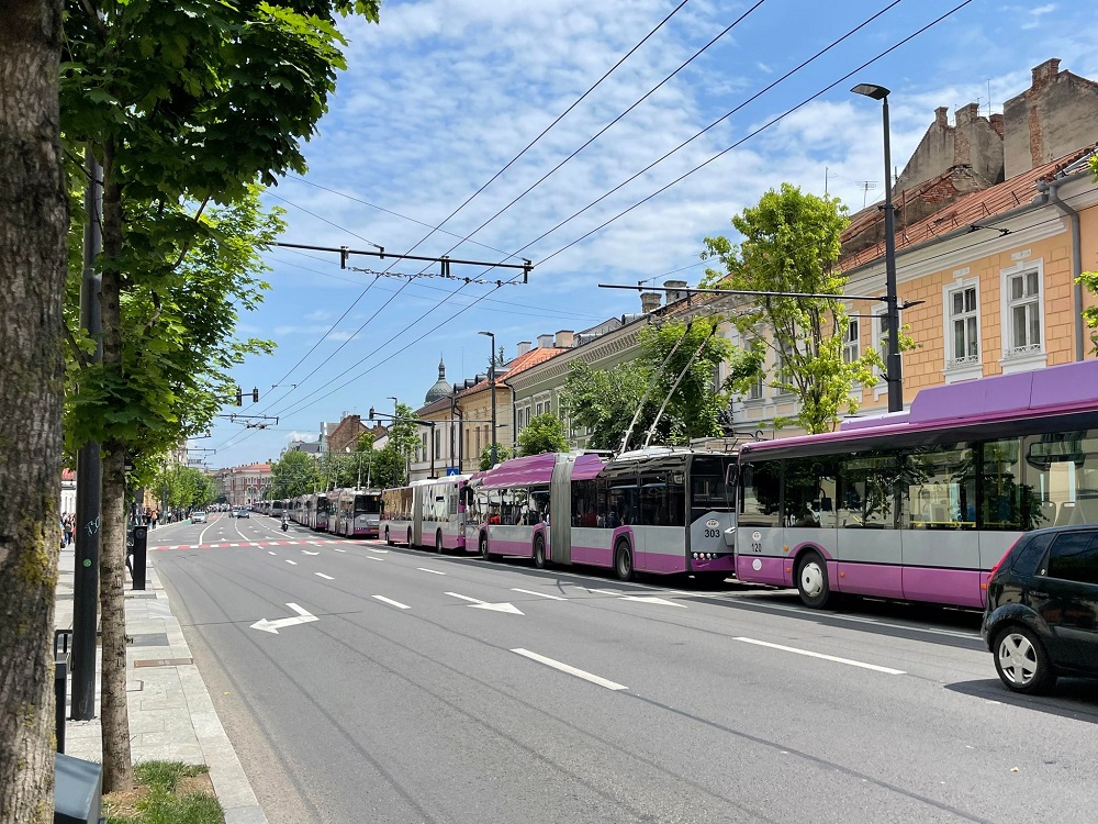 Autobuze blocate în centrul Clujului / Foto: monitorulcj.ro