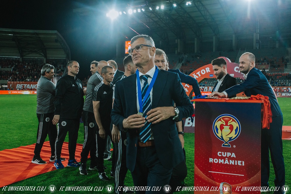 Ioan Ovidiu Sabău, dezamăgit după ce a ratat Cupa României. Foto facebook FC Universitatea Cluj