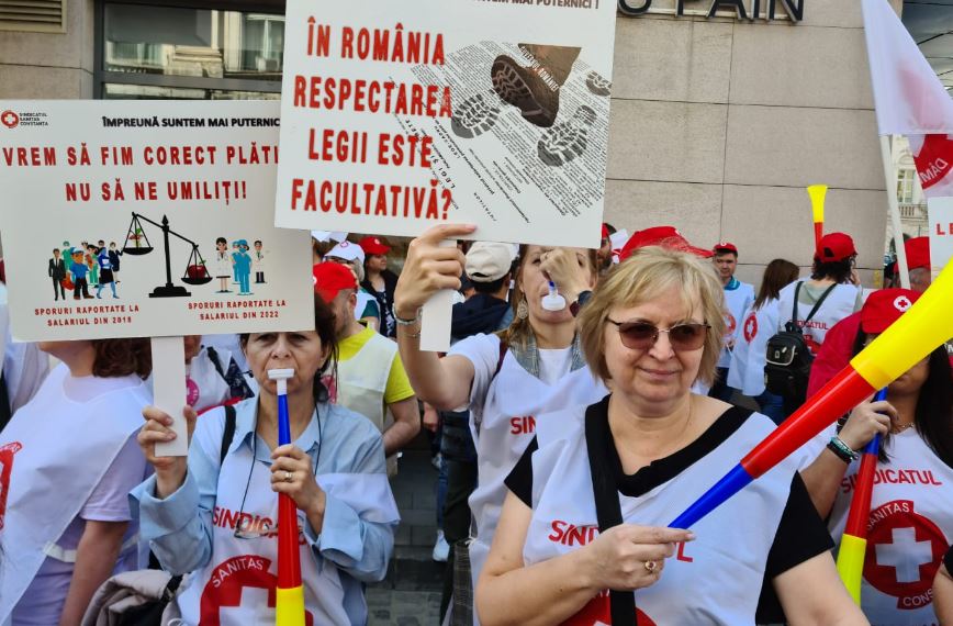 Salarii majorate prin OUG, pentru a evota protestele de stradă/Foto: Federația Sanitas România Facebook.com