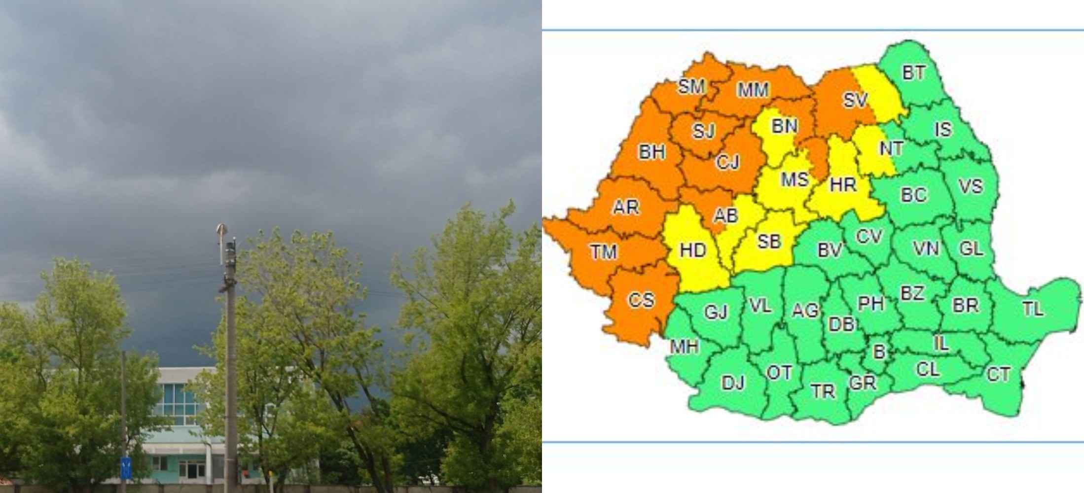 Cod portocaliu de ploi torențiale pentru 9 iunie 2023 / Foto 1: monitorulcj.ro, Foto 2: ANM